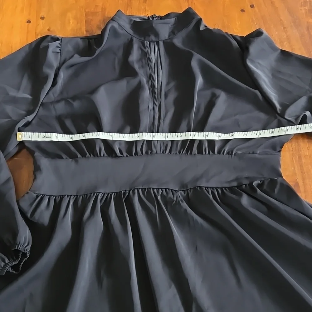 Black Mockneck Long Sleeve Cut Out Fit And Flare Dress XL - Picture 7 of 11